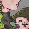Making the "green" pair was going to be a challenge, because I wanted to pose two women together, but not in the same intimate fashions as the other women and men of this series.  This one, I think, came out nicely.  Petz is Sailor Jupiter's counterpart, and Esmeraude is named after the emerald.