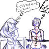 I've been trying to be more active in the cosplay community as of late, and this has led in turn to me being active on the Cosplay.com forums.  I've met a wonderful group of people, especially in the "What's up with you" thread, and one of the girls on there was offering to sketch people doing random things.  I knew Emmers was nice, but I didn't know she was so talented!