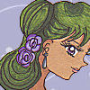 I have so much to say about this drawing.  ::laughs::  Number one, I really, REALLY wanted to draw her in coral, but after I had drawn the dress and was sitting down to color it, I was trying to remember who had requested what for Setsuna, and my memory convinced me that two people had requested her in lilac.  (I was wrong: one person requested her in lilac, one person requested Hotaru in lilac.)  And then today when I went to check to be sure, it turned out that Callie was the one who had asked for her in lilac, and I've already taken one of Callie's suggestions already, so I felt bad.  If there's one big lesson I could learn that would immensely improve my art (other than anatomy lessons, heh), it's that I need to stop being lazy and not rush--I should've rechecked the page before coloring it.  That being said, this is the first time I've been really, REALLY happy with her hair AND skin shades--let's hope I remember what I used in the future! Her eyes are a little off, though.