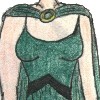 All of this dress, and the matching cape, are made out of velvet.